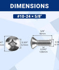 Dimensions of 50 Pack Of 18 8 304 Stainless Steel Phillips Oval Head Machine Screws 10 24 By 5 8 Inches for wall plates.