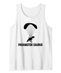Funny Powered Paragliding Dinosaur Paramotor Saurus Tank Top with graphic tee for paraglider humor unisex summer wear