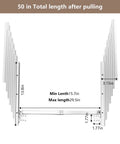 Top Shelf Heavy Duty Aluminum Telescopic Table Extension Slides Built Tough With Silent Glide Motion Perfect For Kitchen Countertops And Dining Tables Silver Sixty Four Inch Length Easy Setup, showing measurements of the extension.