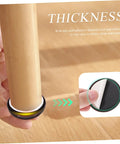 Round self adhesive glide pad being applied to a wooden chair leg to move heavy couches like butter with these adhesive glide pads.