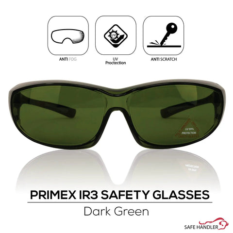 Built Tough Kickass IR3 Welding Safety Glasses With Anti Fog And Anti Scratch Wrap Around Lenses UV Shield Flexible Fit ANSI Z87 Certified Smooth Vision For Daily Grind Case Of 144 Units, dark green lenses