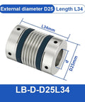 High Elasticity Flexible Shaft Coupling Bellows Motor Joiner For 3D Printer And CNC Machine Build Aluminum Universal Joint LB Series D25, D25mm, L34mm, detailed view.
