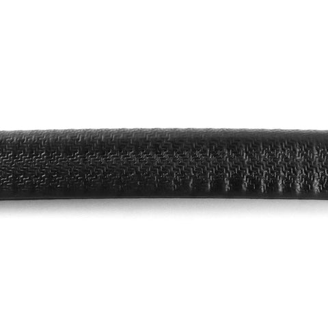 Close-up of Heavy Duty U Shape Door Edge Protectors 10 Ft Weather Stripping Steel Core Slide On Rubber Seal textured surface.