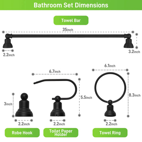 3 Light Vanity Light And 5 Piece All In One Bathroom Set In Oil Rubbed Bronze, 20 Inch Modern Wall Lamp With Clear Glass Shade, Includes Towel Bar, Towel Ring, Toilet Paper Holder And Robe Hook, Great For Bedroom, Living Room, Or Mirror