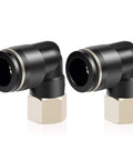 Heavy Duty One Half Inch Push To Connect Female Elbow Fittings 90 Degree For Pneumatic Systems Copper And Plastic One Half Inch Tube Outer Diameter To One Half Inch NPT Thread Pack Of Two