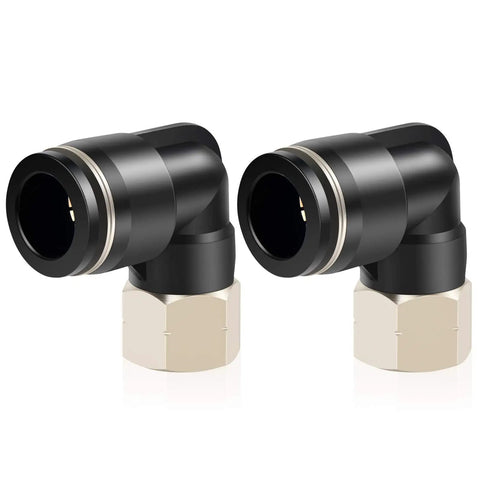 Female Elbow Push To Connect Fittings 1/2 Inch Tube OD 1/8 Inch NPT Thread 90 Degree Copper Plastic Pack Of 2