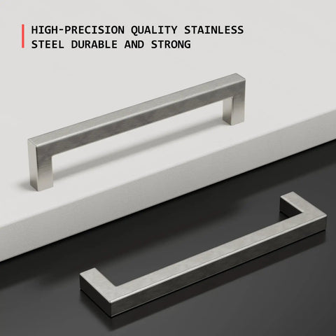 30 Pack Brushed Nickel Cabinet Pulls Square Dresser Handles In Stainless Steel For Drawers And Cupboards, 7-1/2 Inch Centers