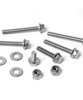 Beefy Stainless Steel 304 1/4-20 Flange Hex Bolts Kit With Nylon Insert Lock Nuts And Flat Washers In 1/2 Inch To 2 Inch Lengths For DIY Projects And Heavy Duty Equipment Fixes, bolts and washers shown