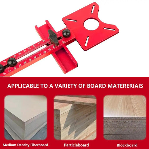 Heavy Duty Adjustable Router Jig For Dead On Circle Cuts And Clean Grooves With Slick Sliding Rail And Anodized Aluminum Body, red precision tool.