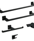 Pivotal 18-In Wall Mount Towel Bar In Matte Black Bath Hardware Accessory Made From Zinc With A Built Tough Durable Finish displayed with matching hardware pieces.
