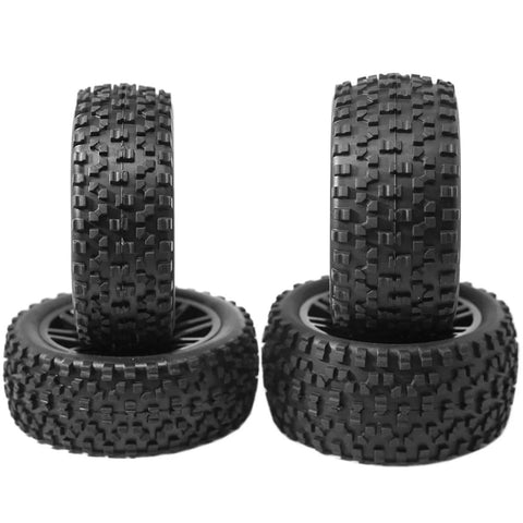 Beefy 88mm 3.46 Inch Off Road RC Tire Set With Sponge Inner And 12mm Hex Wheel Rims For 1 To 10 Scale Buggy Cars Durable Rubber Tires