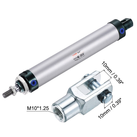 Pneumatic Air Cylinder Double Action MAL32X150 32mm Bore 150mm Stroke with quick fitting and Y connector, aluminum body