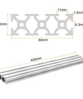 Heavy Duty T Slot 2060 Aluminum Extrusion Profile 400Mm X 60Mm with detailed dimensions for CNC and 3D printer applications.