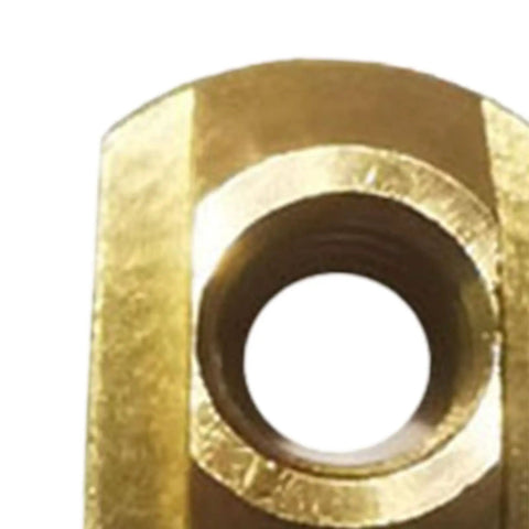Close-up of brass T nut from 20 Piece M8 Hydrofoil Mounting T Nuts Hardware Kit For Water Sports Boards, showing threaded hole.