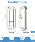 Product size chart of Four Pack Clear PU Self Adhesive Recessed Finger Pulls Oval Sliding Door Handles