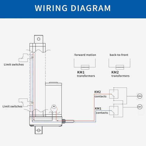 Stroke 200mm 12V linear actuator wiring diagram with limit switches