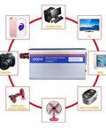 Heavy Duty Car Power Inverter With Fast Usb Charging Port Dc To Ac Converter Straight Fire Performance Plug And Play Install Keep All Your Gadgets Juiced Up While You Cruise Around Silver Edition with devices like TV, camera, and laptop.