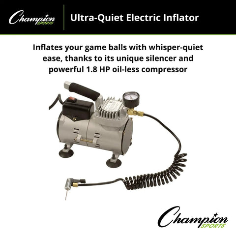 Ultra Quiet 110V Air Compressor Inflator With 1/8 HP Oil-Free Motor, 60 PSI Max, gauge hose and needle, compact design
