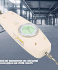 200N Push Pull Force Gauge Dynamometer Kit Analog Dial Meter Handy for Mechanical Force Testing NK 200 Style Push Pull Tester Durable ABS Shell Easy Read Tension and Compression Meter, beige ABS housing with analog dial and hook