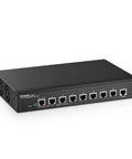 Front view of 8 Port 10G Managed Ethernet Switch With Auto Adaptive 10G 5G 2Point5G And 1G Speeds L3 Web And CLI Management