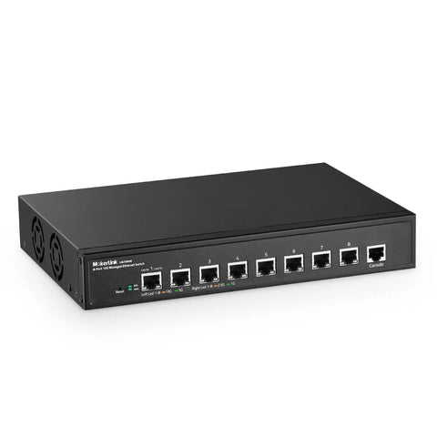 Front view of 8 Port 10G Managed Ethernet Switch With Auto Adaptive 10G 5G 2Point5G And 1G Speeds L3 Web And CLI Management