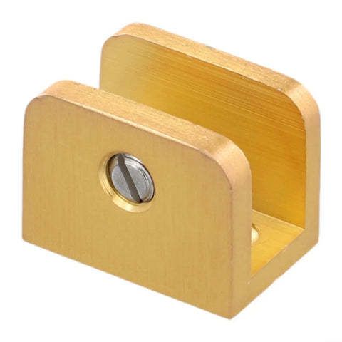 Gold Glass Shelf Brackets 2 Pack For 8mm To 12mm Thick Glass Easy No Drill Clip Mounts For Home And Office Brass Style Shelf Supports Quick Install Renters Friendly Display Clips