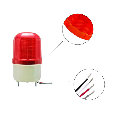 Industrial LED Rotating Strobe Beacon Warning Light For Emergency Use, Electrical Revolving Signal Light, 110 To 220 Volts AC, Red, No Buzzer
