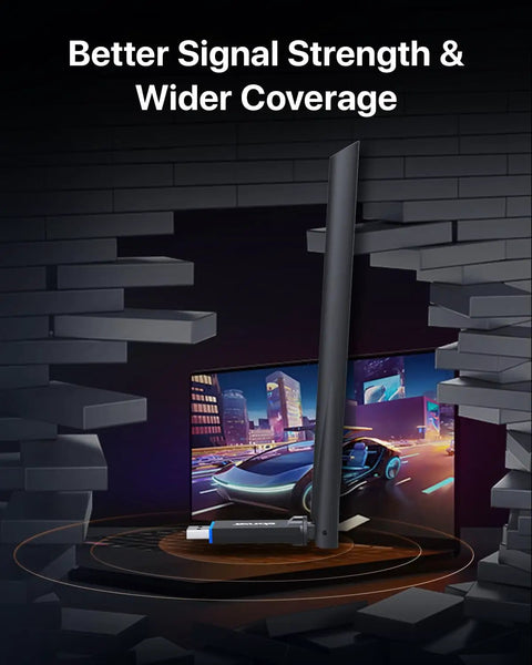 AX900 Ultra Fast WiFi 6 USB Adapter Dual Band 5GHz Up To 600Mbps And 2.4GHz Up To 286Mbps With 6dBi Antenna enhancing signal