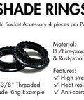 Grab This 4 Pack Lamp Shade Retaining Rings For Your Home Glow Up, Fits E26 Threaded Holders, Black plastic design with high strength.