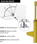 Metal Transmission Oil Filling Tool For Mercedes Benz 725.0 9 Speed 9G Tronic Transmission Oil Change Adapter diagram showing oil draining positions.