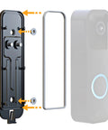 Back Plate Replacement For Video Doorbell Gen 1 With Hooks, Durable Black Plastic Cover, Easy Install Backplate Accessory shown in parts