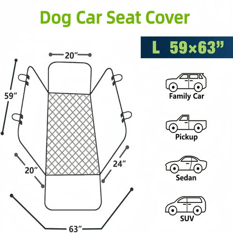 Smooth Operator Dog Car Seat Cover And Hammock Back Bench Protector With Water Resistant Quilted Oxford Fabric Plus Wide Side Flaps for large vehicles.