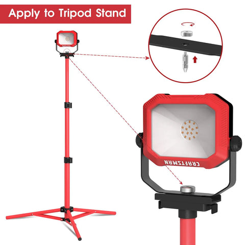 Beast Bright 1100 Lumen 4000K LED tiltable portable work light on tripod stand with adjustable metal handle