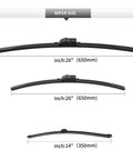 Porsche Cayenne Front And Rear Wiper Blades All Season Replacement For 2011 Through 2018 Easy Install No Fuss Durable Car Window Wipers In 26” And 14”