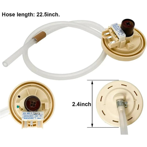 6501EA1001C Real Time Water Level Sensor Switch For Washing Machines High Precision Durable Component No Fuss Easy Install Real Time Monitoring During Wash Rinse And Drain Cycles For Top Notch Water Control And Long Lasting Performance, 22.5-inch hose, 2.4-inch sensor