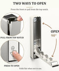 Top Shelf Fold Down Wall Hooks For Heavy Jackets And Keys Set Of Four Brushed Silver Zinc Alloy Rack showing opening mechanism and operation.