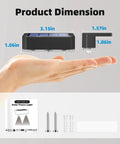 Solid Solar Fence Lights Outdoor Deck Waterproof Warm White Glow 8 Pack dimensions shown in hand with user manual and mounting screws.