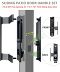 Sliding Glass Door Handle Set With Lock For Patio Doors Easy To Install Replacement For Damaged Hardware Exterior Lock For Security Fits One To One And One Eighth Inch Thick Doors Six And Five Eighths Inch Screw Hole Spacing Black Finish