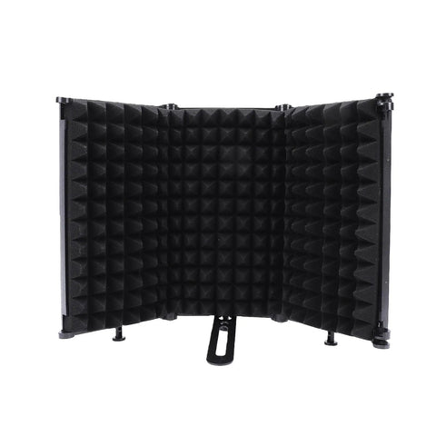 Foldable Soundproof Recording Panel With Abs And Eva Foam Acoustic Treatment Stand Mount Vocal Booth Panel, 255x138mm angle view.