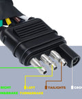Close-up view of Heavy Duty 4 To 7 Pin Trailer Wire Harness Adapter showing pin connections for turn signals and ground.