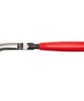 6 Inch 70 Degree Long Nose Pliers With Slim Bent Nose For Tight Obstructions, red handle, side view, bent metal tip