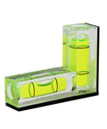 Horizontal Vertical Pocket Levels Strong Magnet, Green, featuring two clear bubbles for accurate measurements.