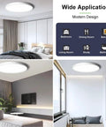 Ultra Slim 15.7 Inch LED Flush Mount Ceiling Light Fixture 5000K Daylight White 3800 Lumens 32W in modern room settings