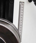 Kaka Industrial Rbm-30HV Roll Bending Machine measurement gauge close-up, showing scale for precise bends in metal.