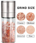 Refillable Pepper Grinder And Salt Shaker Set With Adjustable Coarseness, Transparent Glass Body, Ceramic Rotor, Multiple Grind Sizes