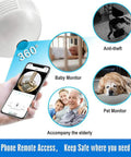 Light Bulb Cam With 360 Panoramic View Full HD 1080P Night Vision Dome Surveillance Cam 2.4G WiFi baby and pet monitor
