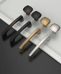 Brushed Satin Nickel Cabinet Knobs 10 Pack Square Design Zinc Hardware for Kitchen Cabinets Dressers and Drawers, mixed colors shown