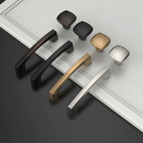 Rock Solid 3 Inch Brushed Satin Nickel Kitchen Cabinet Handles 10 Pack trendy drawer pulls in various finishes on a sleek surface.