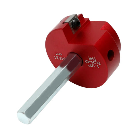 Red PVC pipe reamer tool from Four Size PVC Pipe Reamer Tool Kit for Schedule 40 Plastic Pipes Three Quarter Inch, One Inch, One And A Half Inch, And Two Inch Reamers Fits Half Inch Drill Deburrs Edges And Keeps Fittings Safe Socket Saver Must Have Plumbing Tool