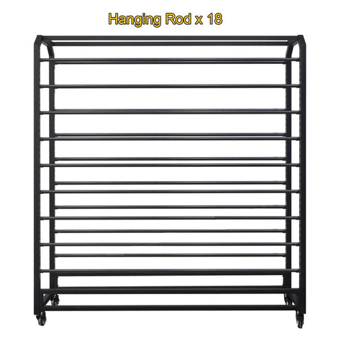 Vinyl Wrap Rack With Lockable Wheels, 12 Rods Fabric Organizer, 175cm Adjustable Storage Cart For Auto Shop And Craft Supplies, Heavy Duty Metal Frame, Customizable Rod Spacing For Rolls, front view